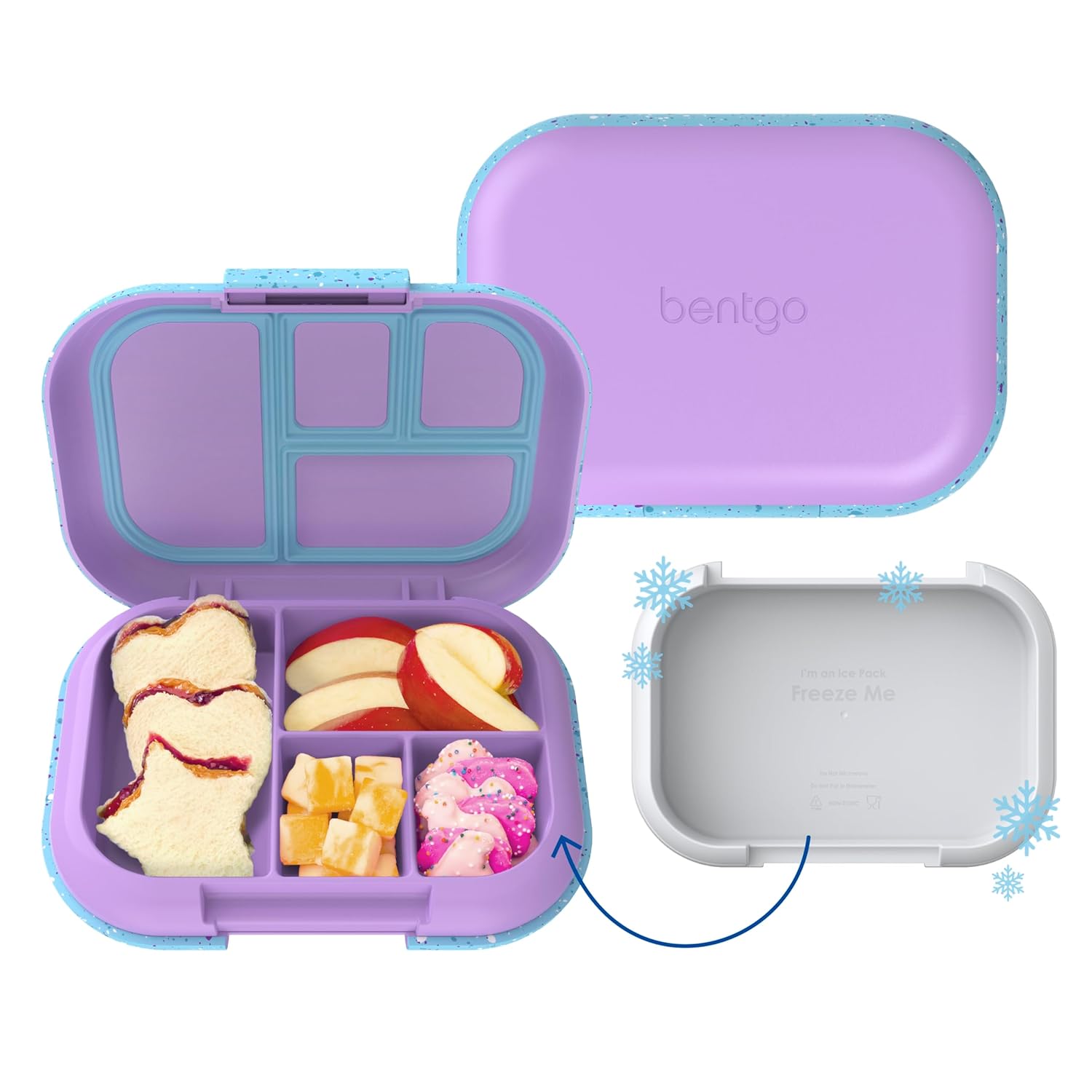 Bentgo Chill Kids Leak-Proof Lunch Box - 4-Compartment Bento Box with Built-In Ice Pack 3 3 Cup Capacity
