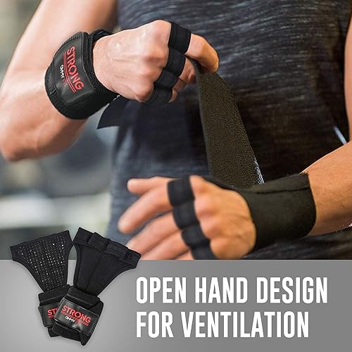 Miniatura 7 de Guantes de muñeca resistentes para hombre, ideales para entrenamientos, gimnasio, peso muerto y crossfit con protección para la palma de la muñeca