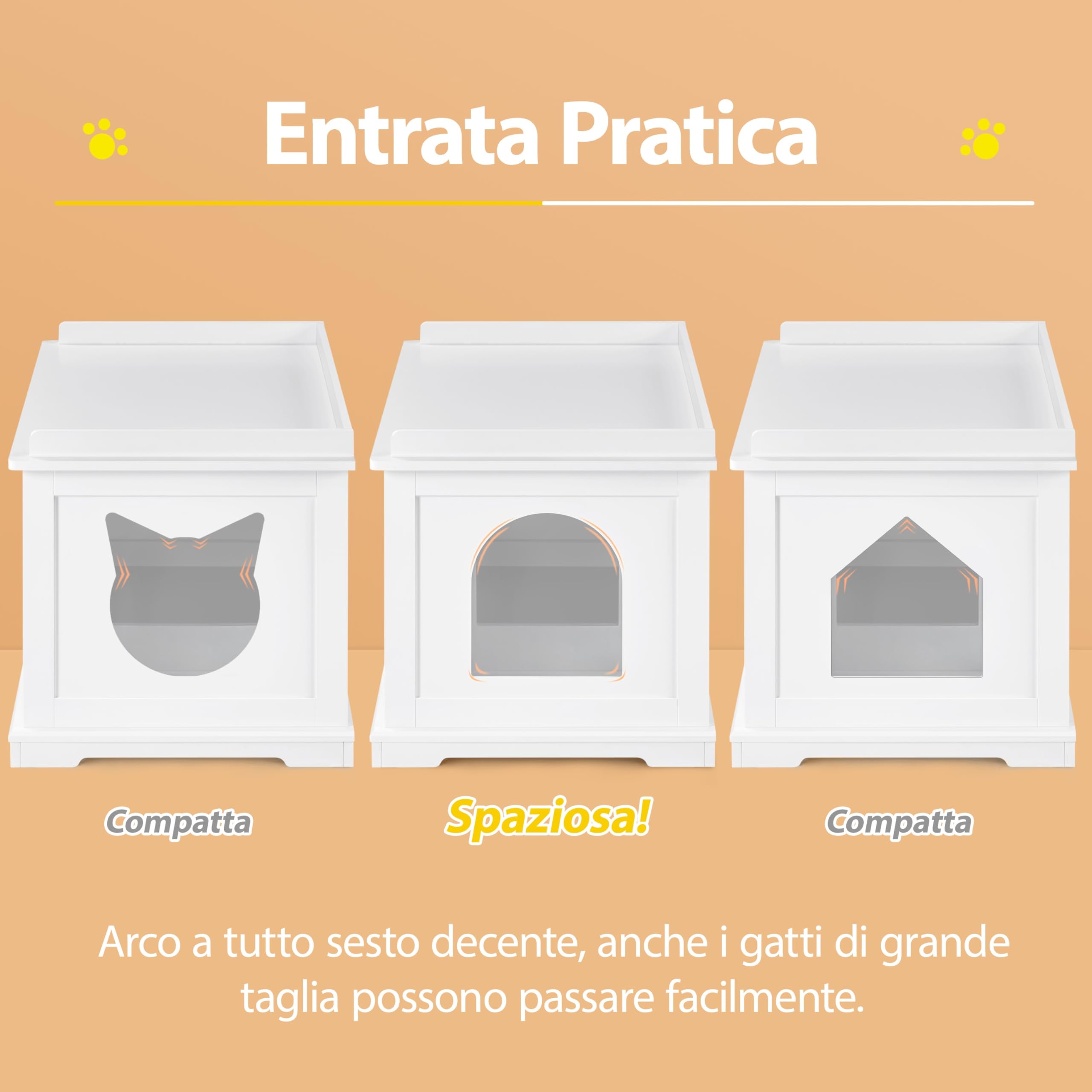 Yaheetech Mobile Lettiera per Gatti in Legno Casette per Gatti Mobiletto per Animali a 2 Ante Armadietto Nido Laterale Multiuso Grande con Divisiore Cuccia per Gatto 75,5 x 51 x 53 cm