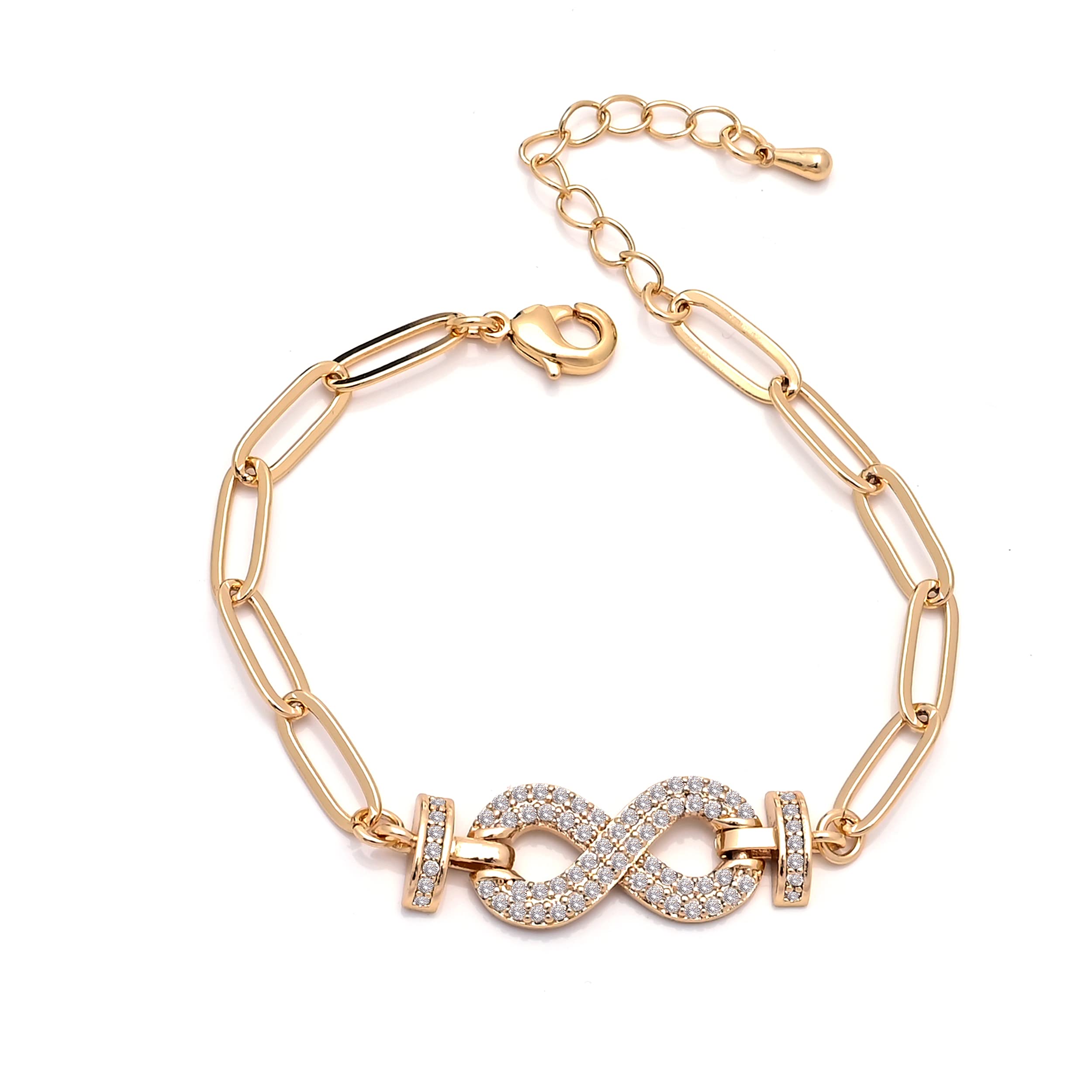 Charme Gold Plated Stone Studded Infinity Bracelet for Girls and Women