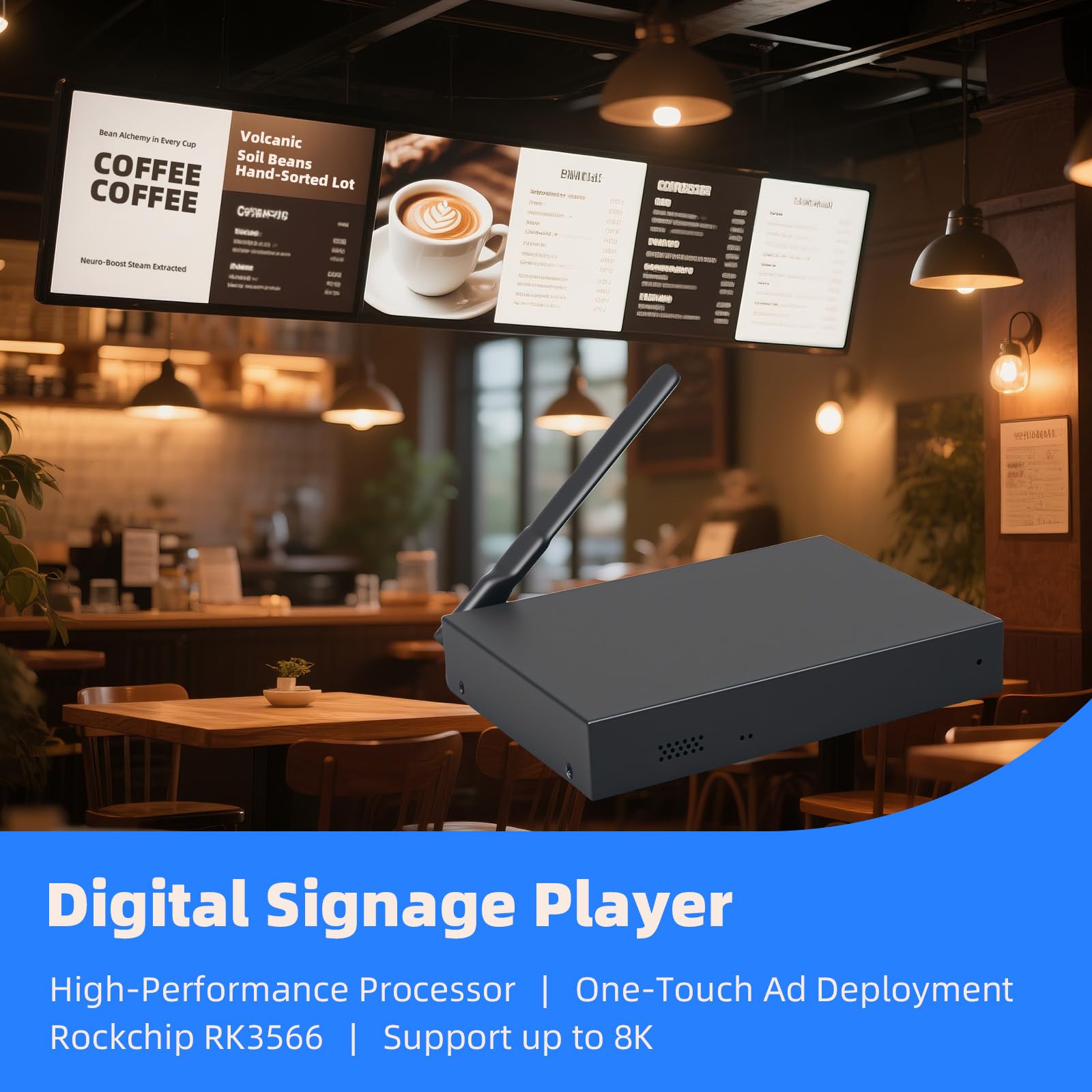 Digital Signage Player Metal Box 4+32G Android 12CMS Remote Publish Advertising Media Player (YM08)