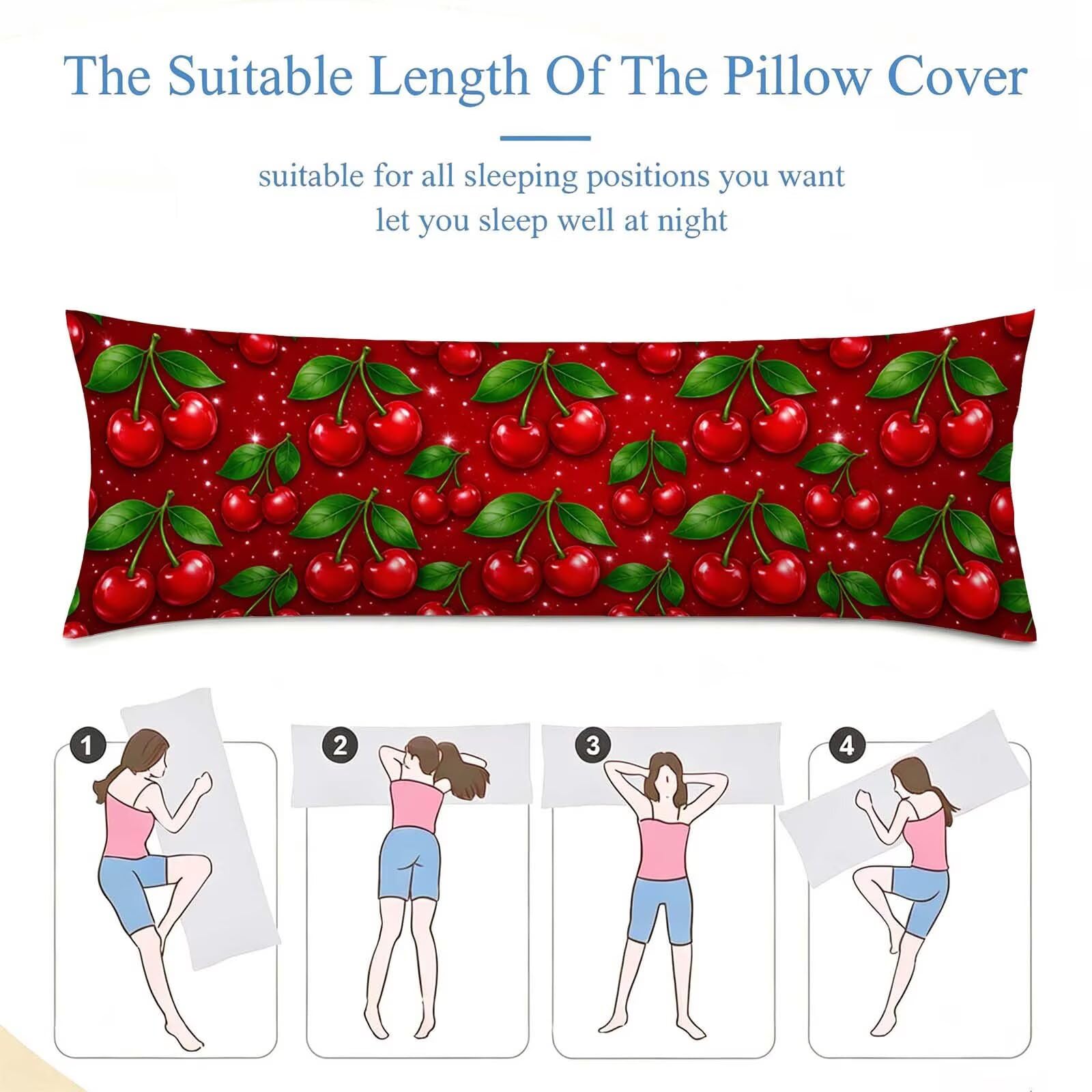 Fodera Cuscino 50 x 150 cm, Rosso-14 Velluto Copricuscini Letto, | con Invisibile Cerniera, Morbida e Traspirante, per biancheria da letto, divano, hotel, chi dorme sul fianco Frutto-3 j-221
