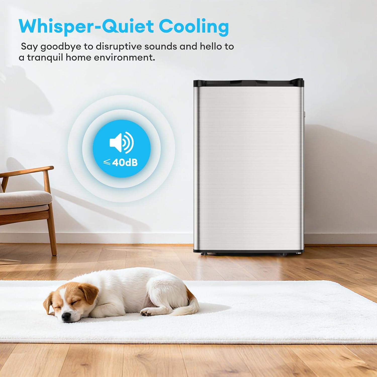 TABU 3.6 Cu Ft Upright Freezer, Freestanding Mini Freezer with 7 Adjustable Thermostat, Compact Freezer with Removable Shelves, Reversible Stainless Steel Door, Silver