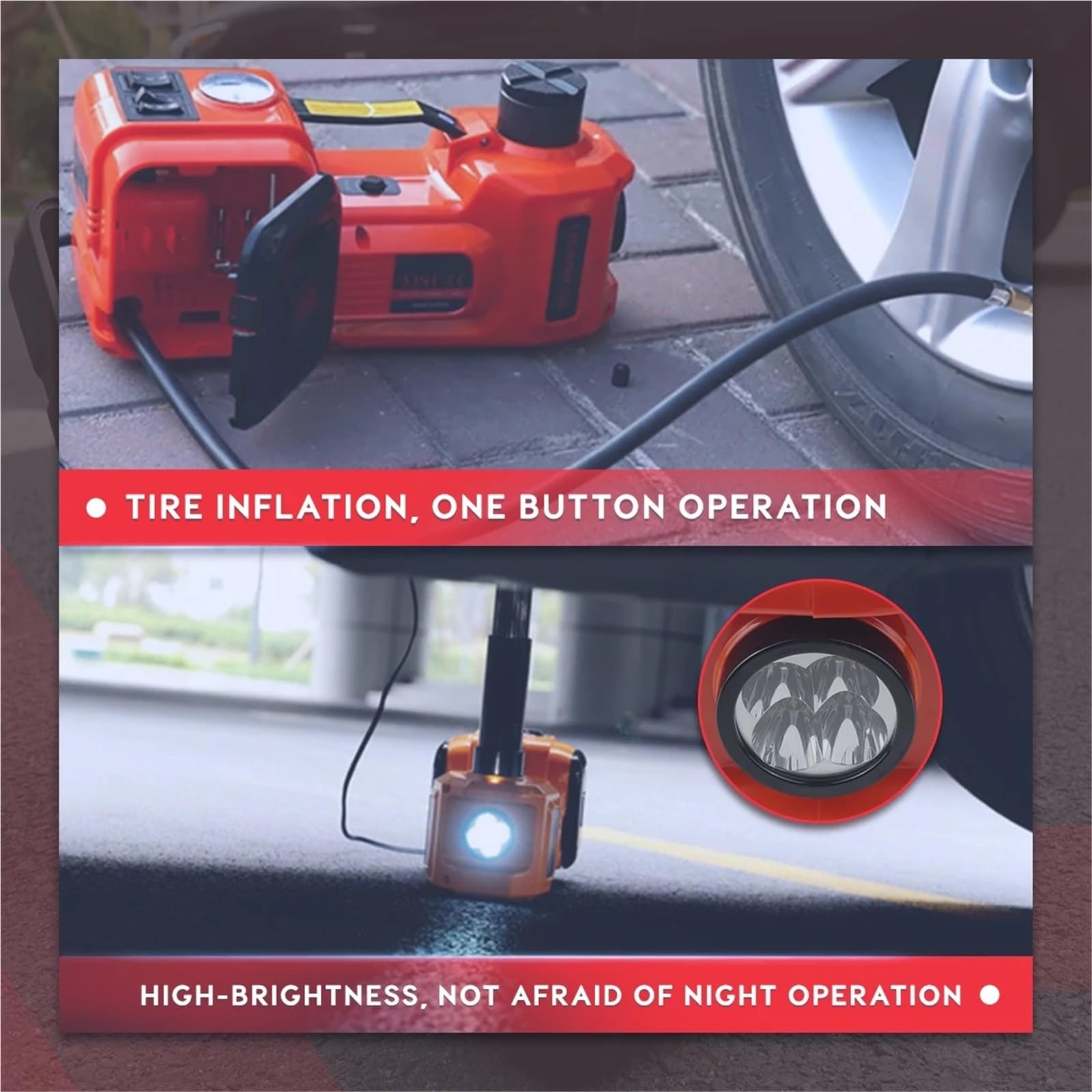Accessori cric per Martinetto per Auto 3in1 Martinetti Idraulici elettrici Martinetto da Pavimento per Auto da 5 tonnellate 45 cm con Pompa di gonfiaggio per cric per Auto