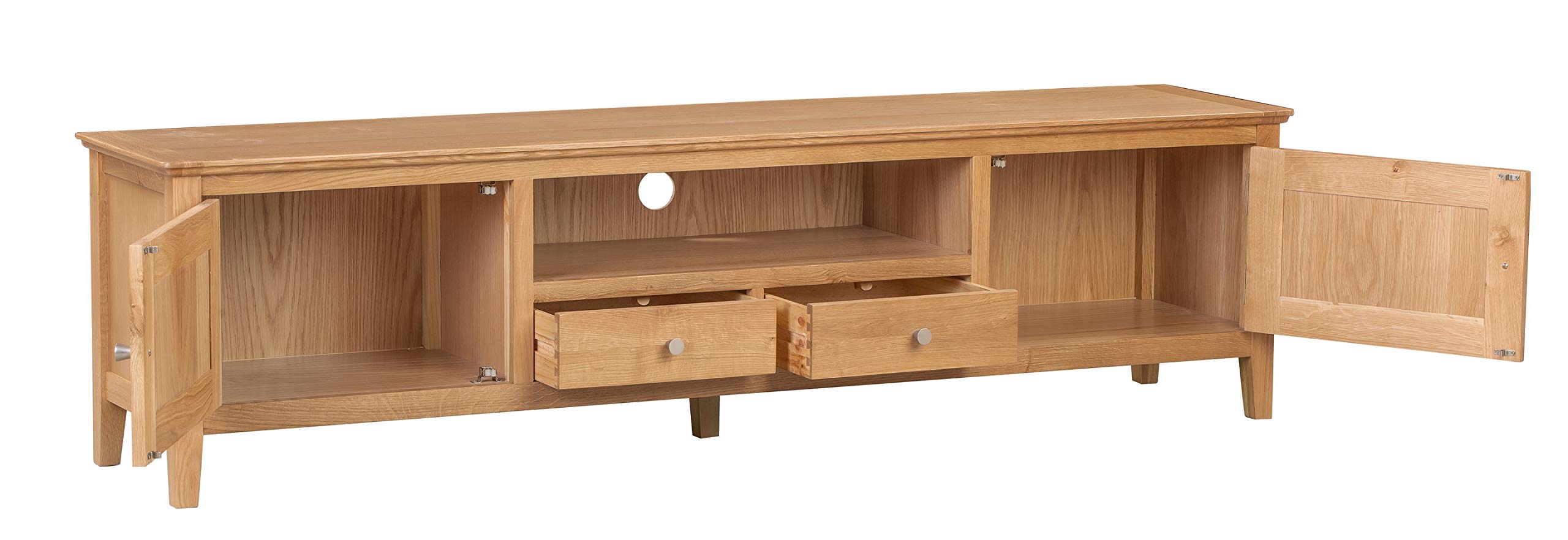 Hereford Oak 1.8 Metre Long TV Stand with Light Oak Finish Wooden