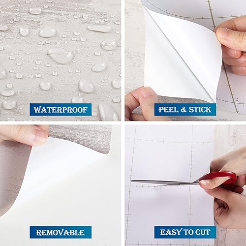 Miniatura 4 de FunStick Papel de Contacto de Hormigón Beige de 24" x 200" Despegar y Pegar para Encimeras Papel Tapiz de Hormigón Texturizado Autoadhesivo Papel de