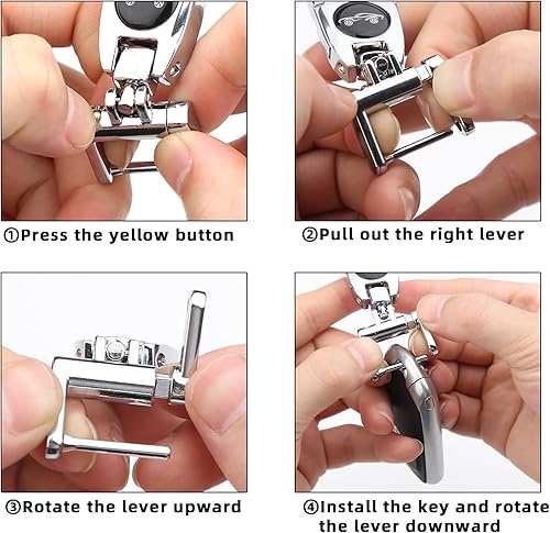 Miniatura 4 de Juedarli Llavero de metal para automóvil, resistente con 2 llaveros desmontables, soporte para llaves de coche para accesorios para hombres y mujeres