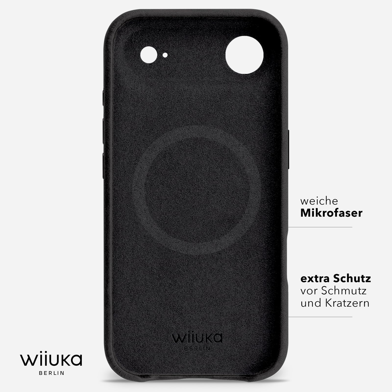 WIIUKA Hülle für iPhone Air, Leder aus Deutschland, Lederhülle extra Dünn, Premium Handyhülle, Case, Qi, skiin More, Vintage Schwarz