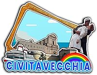 Vista 1 de Civitavecchia Lazio Italia imán de nevera imán de madera 3D hitos de viaje coleccionables recuerdos decoración hecha a mano -2416