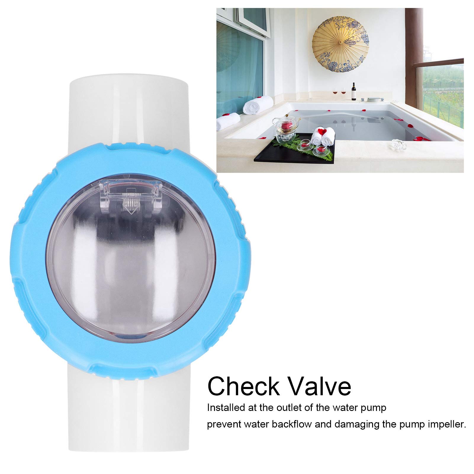 Válvula de retención Visible para Piscina de 2 Pulgadas, válvula de retención de ABS y PVC, Accesorios antirreflujo para Piscinas y saunas