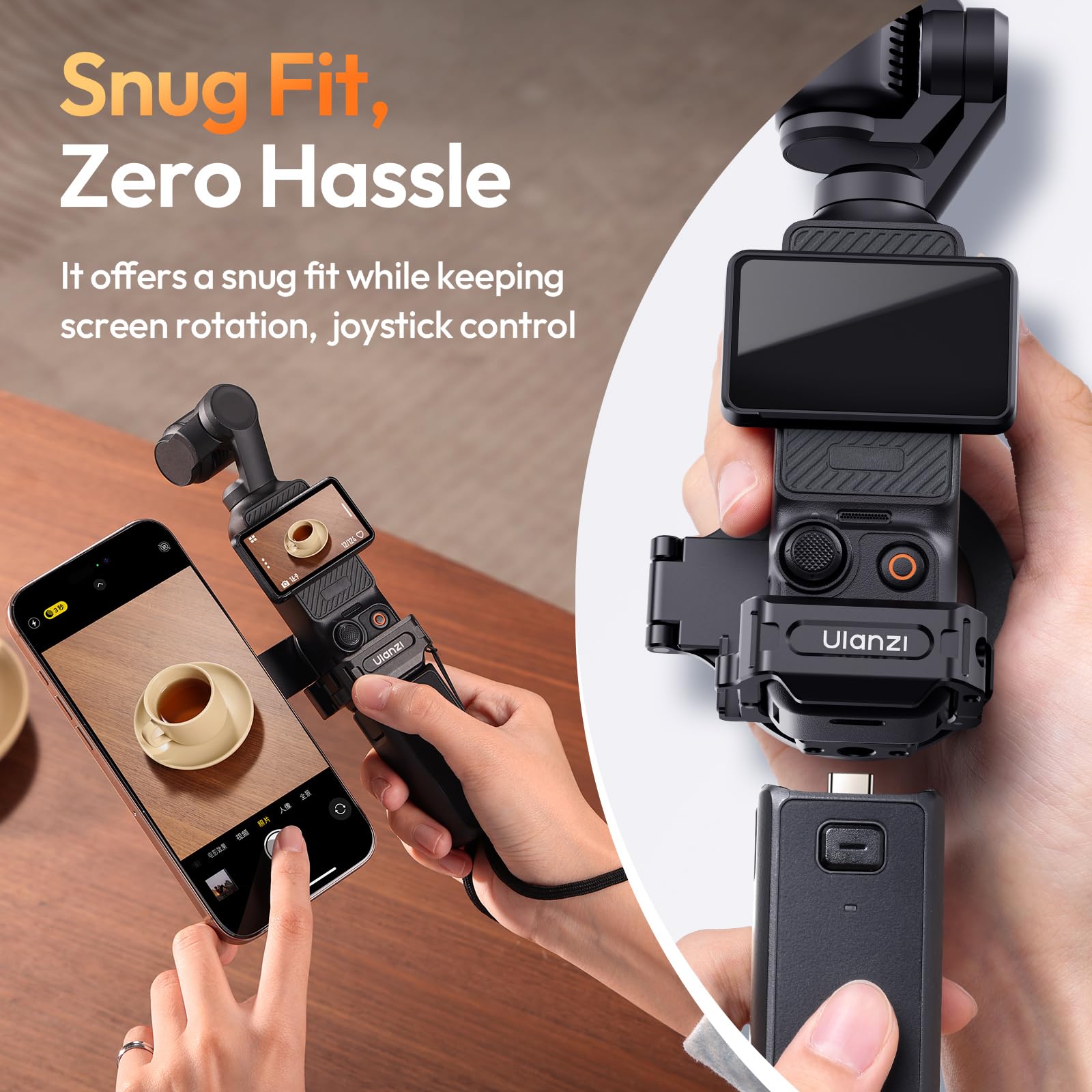 ULANZI PM01 Magnetische Erweiterungshalterung für DJI Osmo Pocket 3 4, Aluminium Magnetischer Halterungsständer with Cold Shoe, Magnethalterung, Erweiterungsadapterhalter, DJI Osmo Pocket 3/4 Zubehör