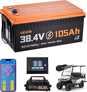 Amazon.com: VEVOR 36V (38.4V) 105AH Lithium Golf Cart Battery, with 25A ...