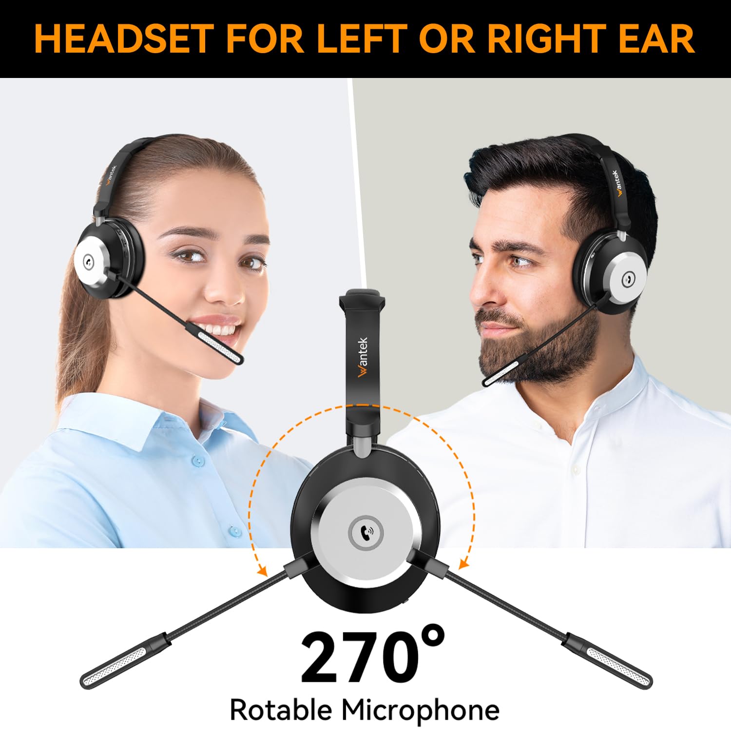 Wantek Bluetooth-Headset mit Mikrofon für PC, V5.2, Kabelloses Headset