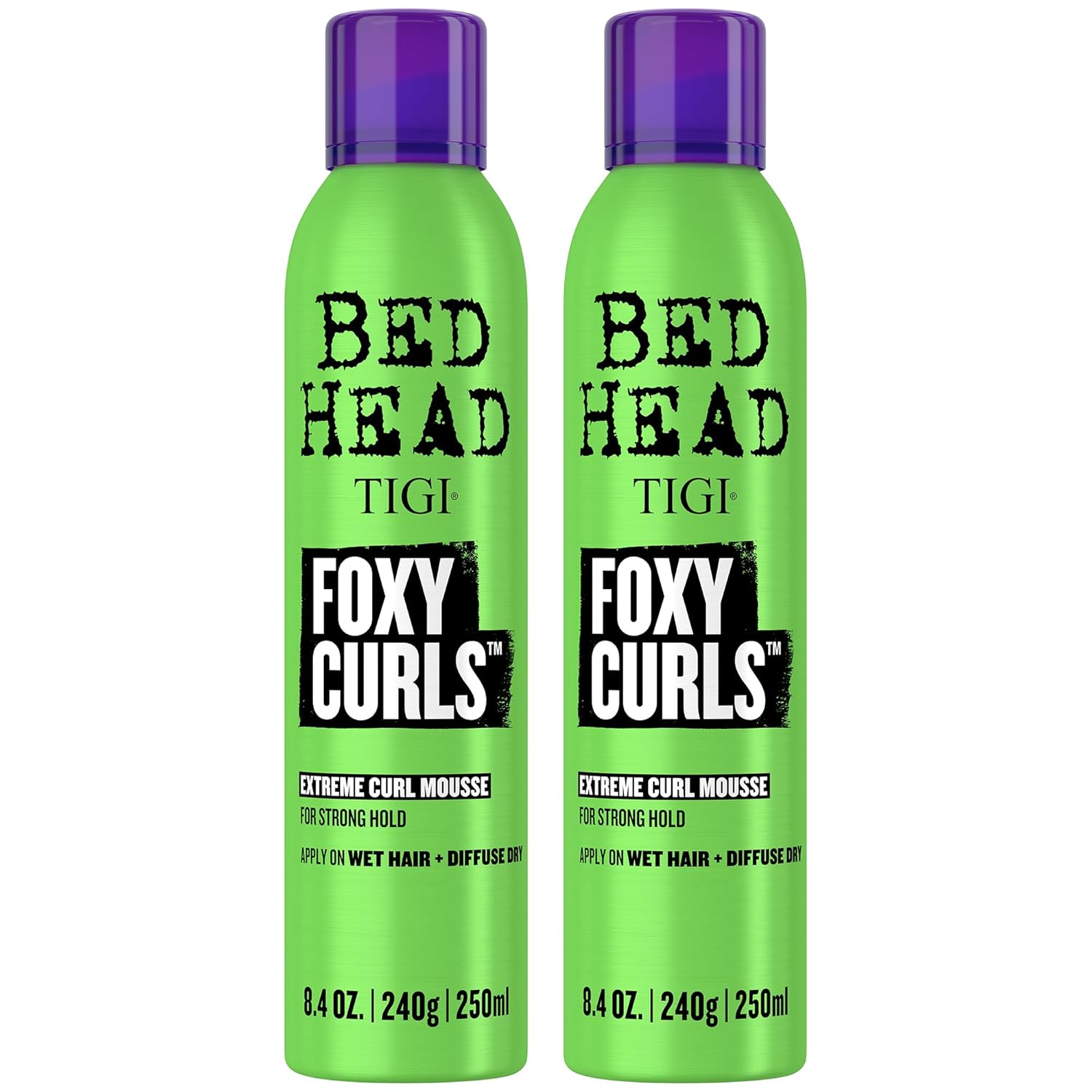 TIGI Bed Head Curl Mousse, Foxy Curls, Extreme Hold 2-Pack – Curl Defining Hair Mousse, Curly Hair Products, Anti-Frizz, Anti-Humidity + Heat Protection, 8.4 Oz Ea