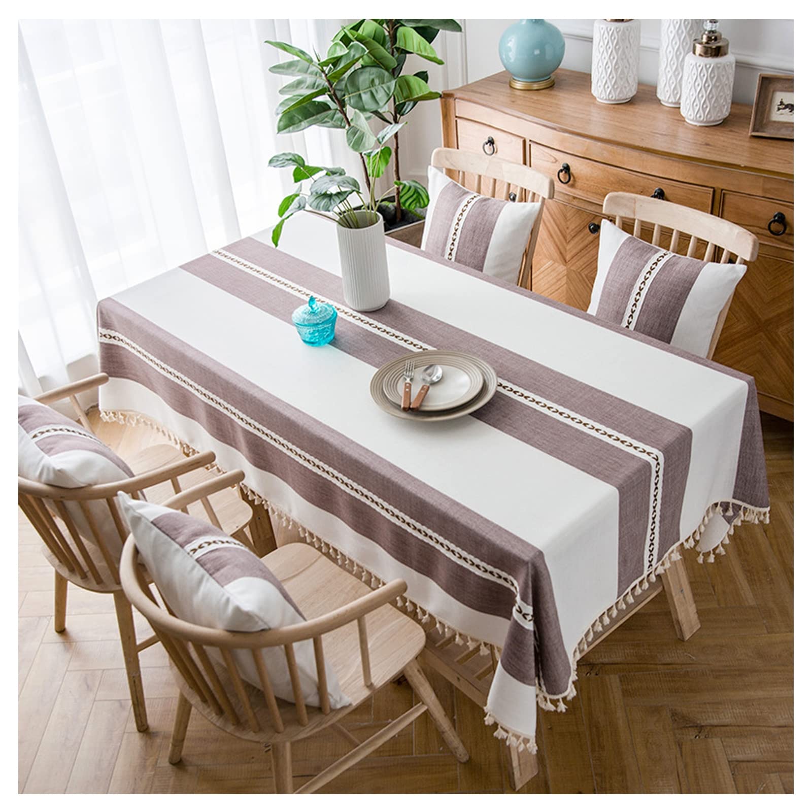 Nappe lavable en coton pour mariage et repas de fête de 140 x 140 cm