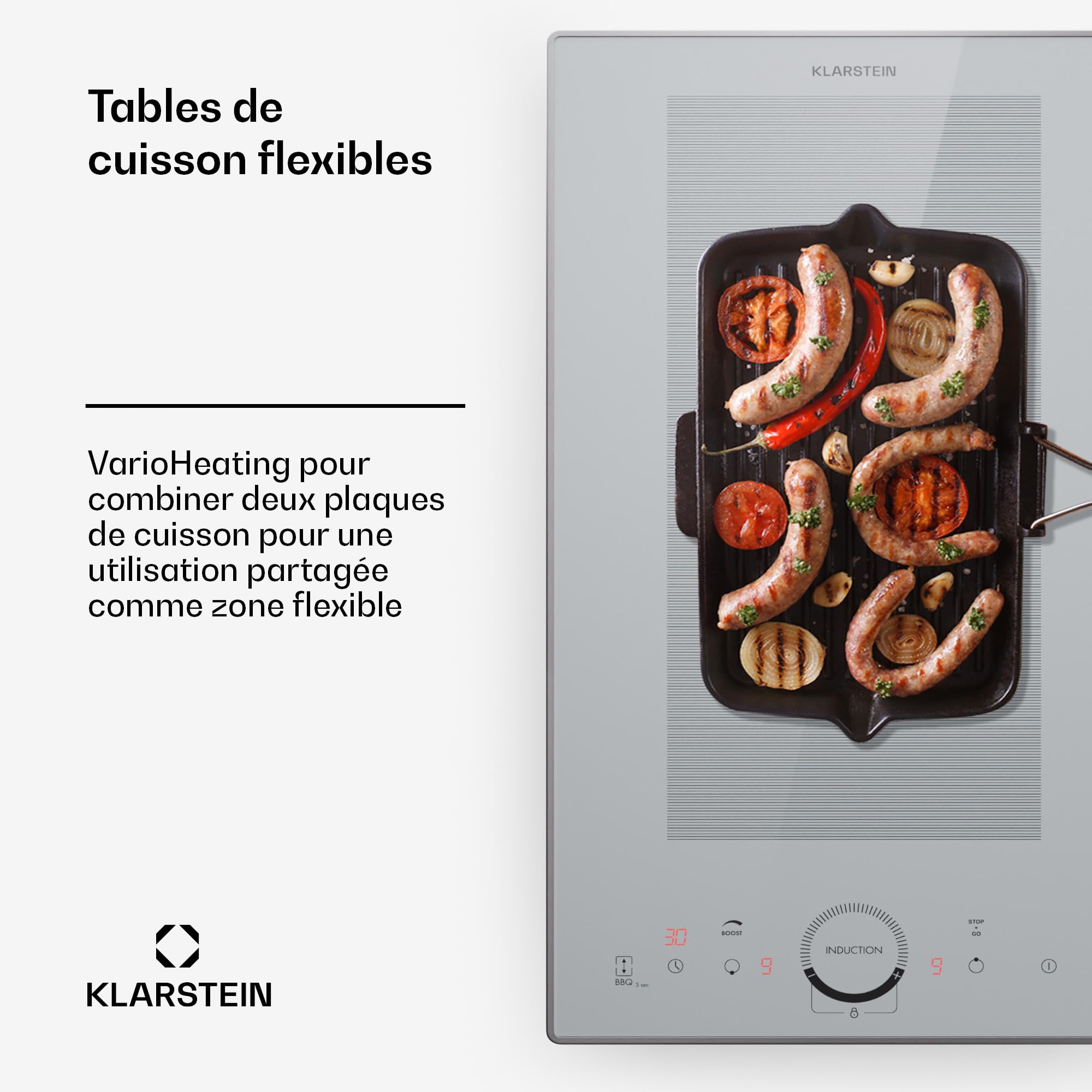 Klarstein Plaque Induction 3500W, Plaque de Cuisson Electrique à Induction, Encastrées 2 Feux, Tables de Cuisson Encastrable, Contrôle Tactile, Rechaud Electrique pour la Cuisine