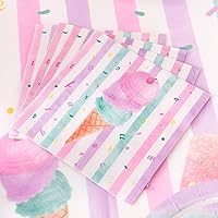 Vista 3 de WERNNSAI Suministros para fiestas de helados, desechables de 3 capas, con temática de helado dulce rosa, para cumpleaños o baby shower, almuerzo