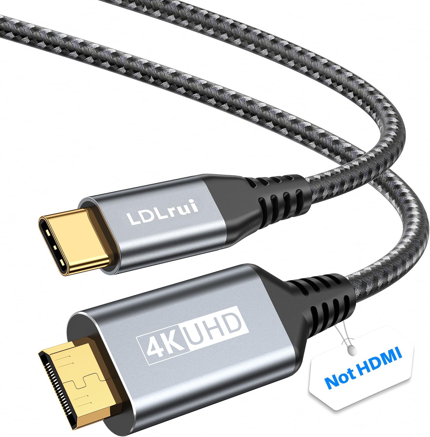 LDLrui USB C to Mini HDMI Cable 3.3Ft (Not HDMI), High Speed 4K Cord [4K@60Hz,2K,1080P,3D,ARC] for Laptop,MacBook,iPhone 15 series,ROG Ally,Steam Deck,iPad Pro to Portable Monitor