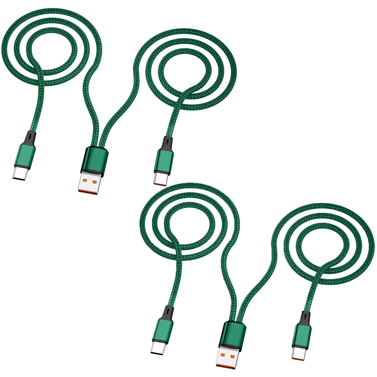 Multi USB C Kabel 1.2M 2Pack,2 in 1 Mehrfach Typ C Ladekabel, 3A Dual Splitter USB C Ladegerät, Nylon Kabel,USB A zu Doppel USB C Port,Kompatibel mit iPhone 16/15, Samsung S24, Google,Android,Grün