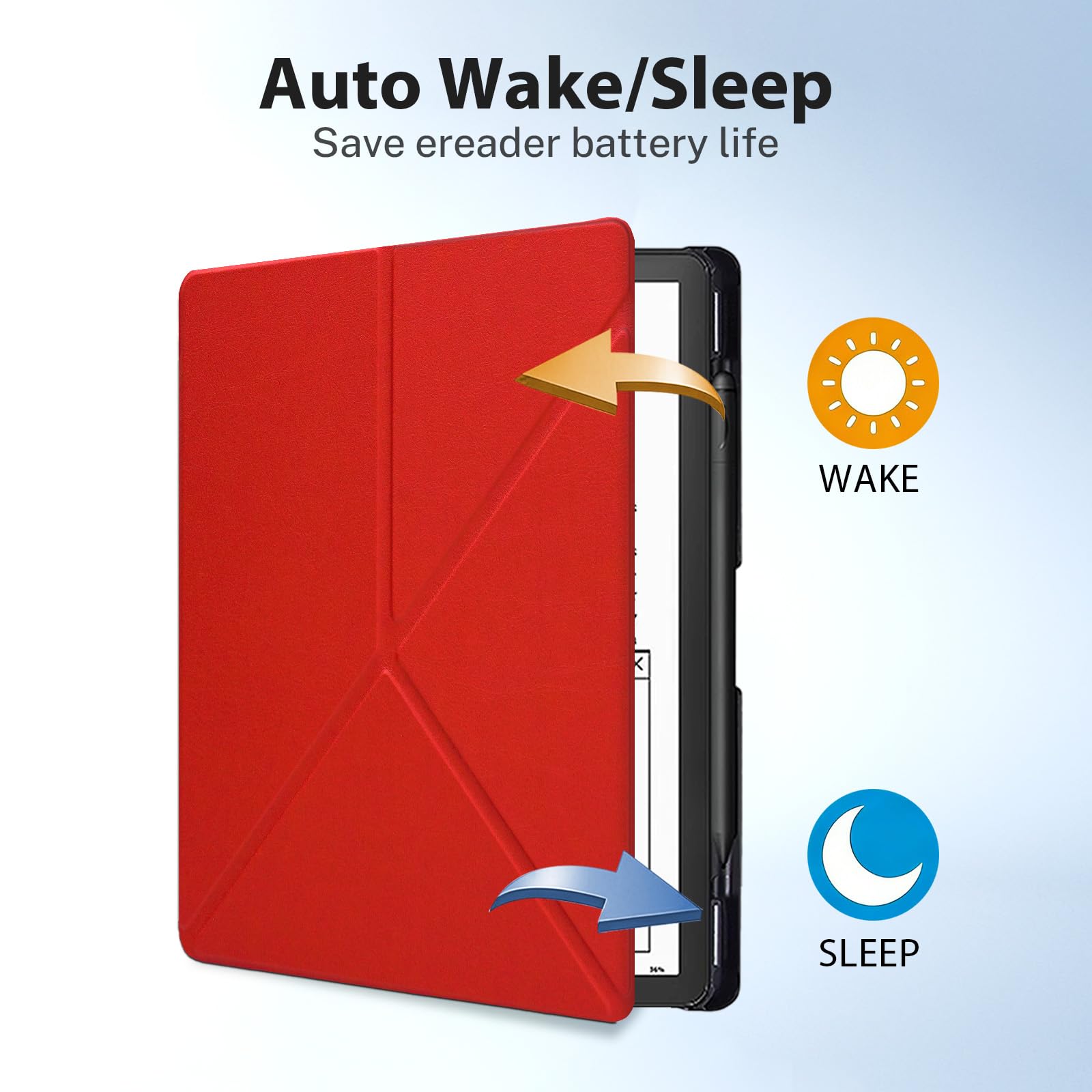 Schutzhülle für Kindle Scirbe, inklusive Displayschutzfolie, Premium-PU-Leder, Standfunktion, automatische Sleep/Wake-Funktion und Stifthalter, für Kindle Scribe (Version 2022/2024), Rot