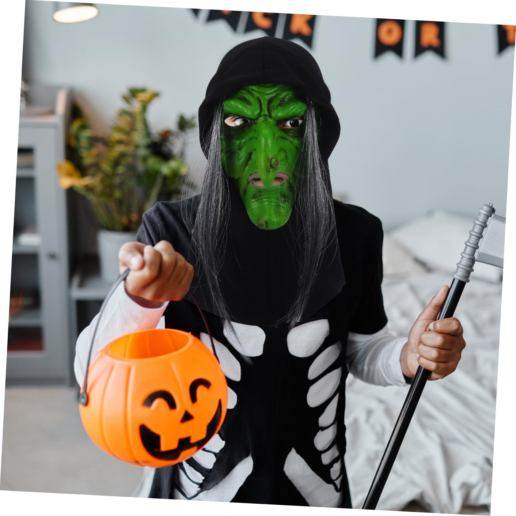 ifundom 2 Pezzi Led Light up Maschera Spaventosa Di Halloween Maschera Da Strega Realistica Cosplay Per Adulti