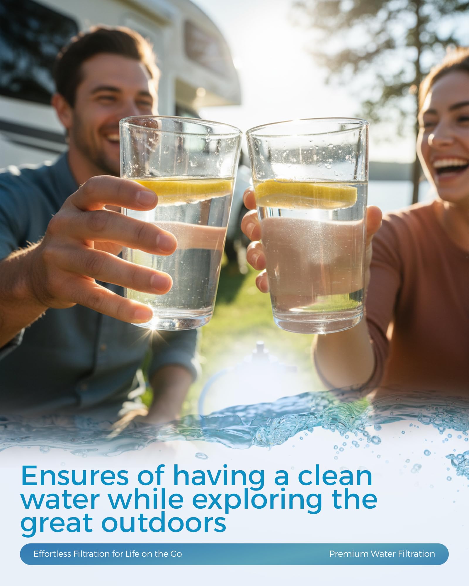 EcoBlueLife Filtro de agua en línea RV/Marine Filtro de agua con protector de manguera flexible, reduce los malos sabores, olores, cloro y sedimentos en agua potable - EBL RV1001