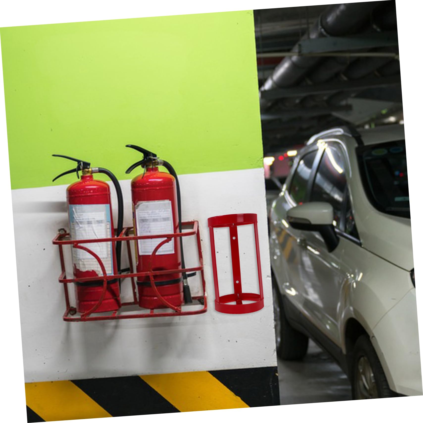 Supporto Rosso per Estintore in Ferro per Camion e Barche | Fissaggio Sicuro, Design Compatto, Installazione Semplice, Gabbia di Fissaggio per Uso Dedicato