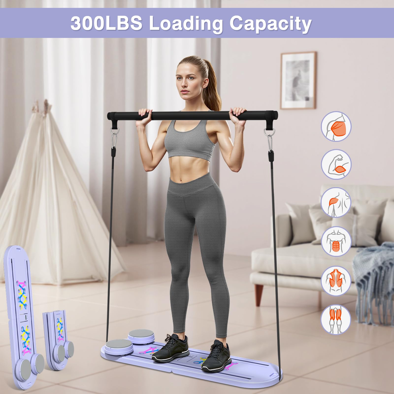 Pilates Board, Pilates Reformer Set, 15 in 1 Multi-Purpose