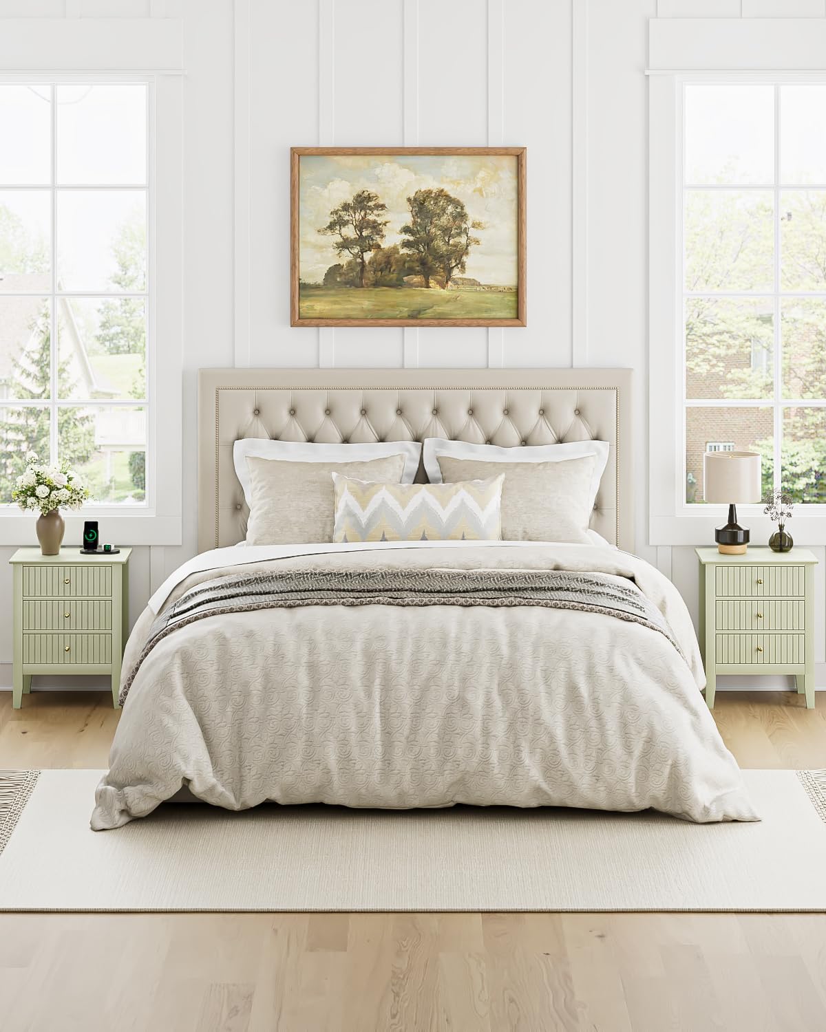 HEYZOEY Comodino con 3 cassetti, comodino, cassettiera, tavolino per camera da letto e soggiorno (verde pistacchio, 45 x 33 x 61 h)