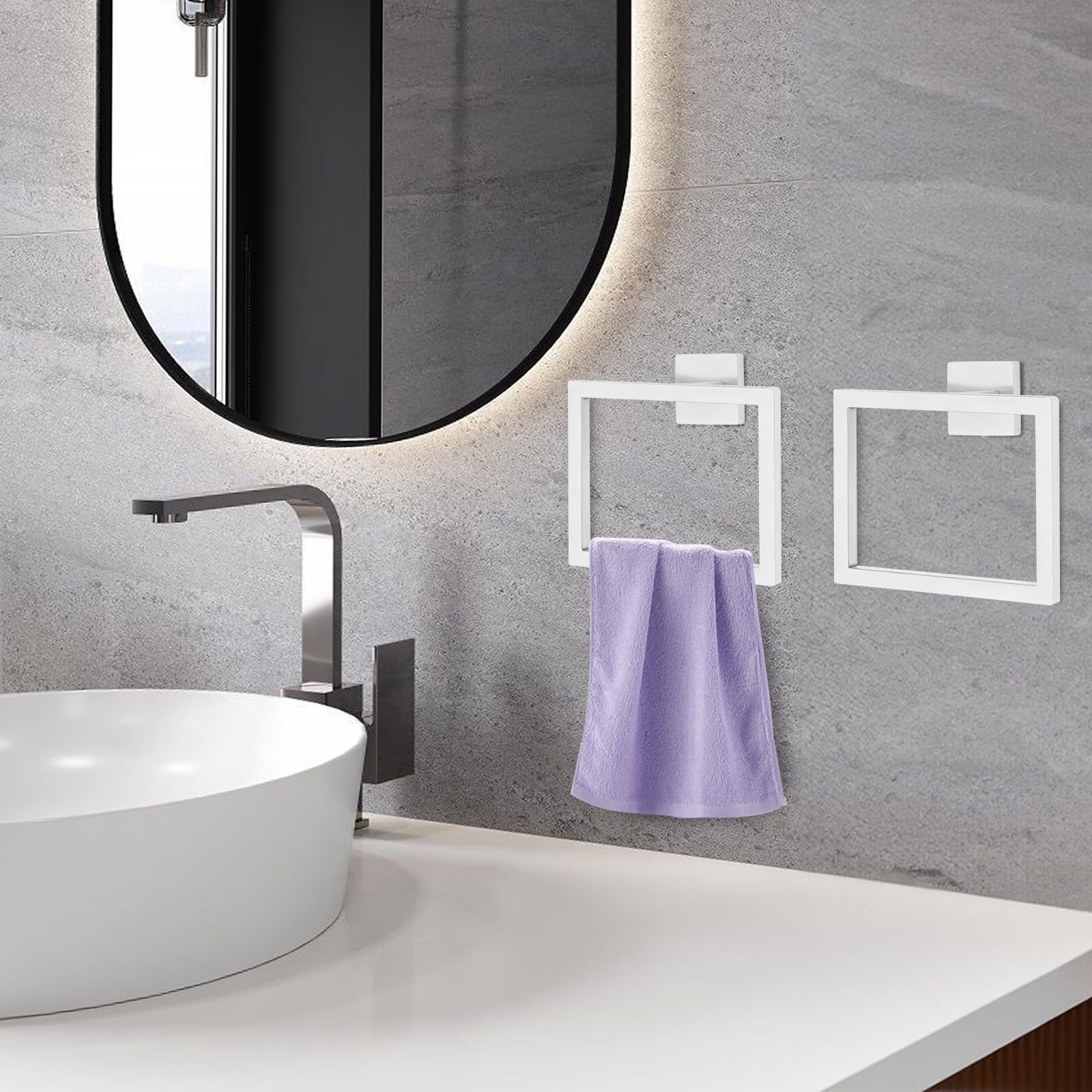 Lot de 20 porte-serviettes en acier inoxydable pour salle de bain - Fixation murale - Noir - Pour salle de bain et cuisine (argenté)