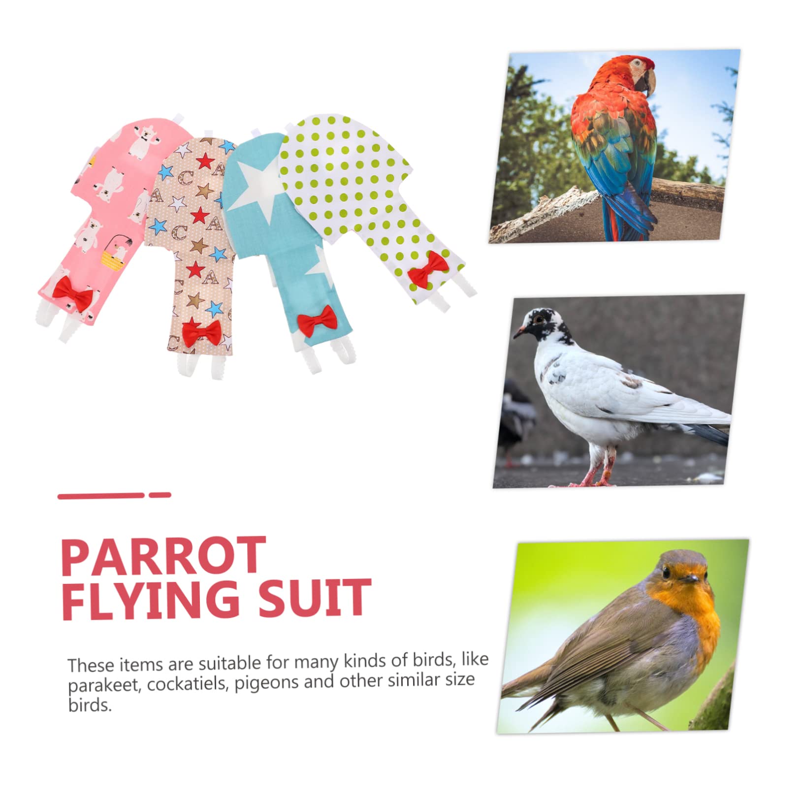 Lot De 4 Couches en Coton pour Oiseaux, Vêtements Légers Et Réutilisables, Taille M, Confortable pour Perroquets Et Petits Oiseaux, Adapté Au Quotidien Et Sorties en Extérieur