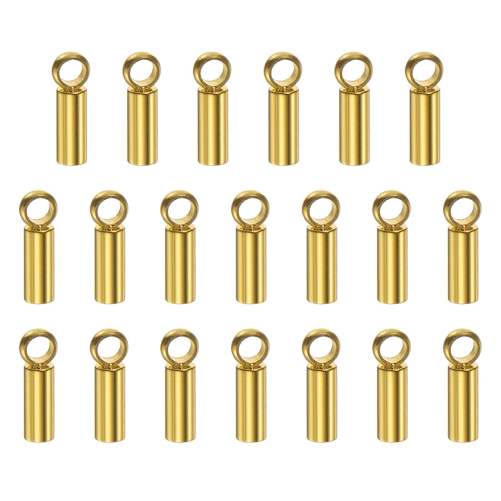 sourcing map 20Pcs Cord End Cap 1.5mm ID Stainless Steel Barrel End Caps for DIY Bracelets Necklaces Tassels, Gold Tone