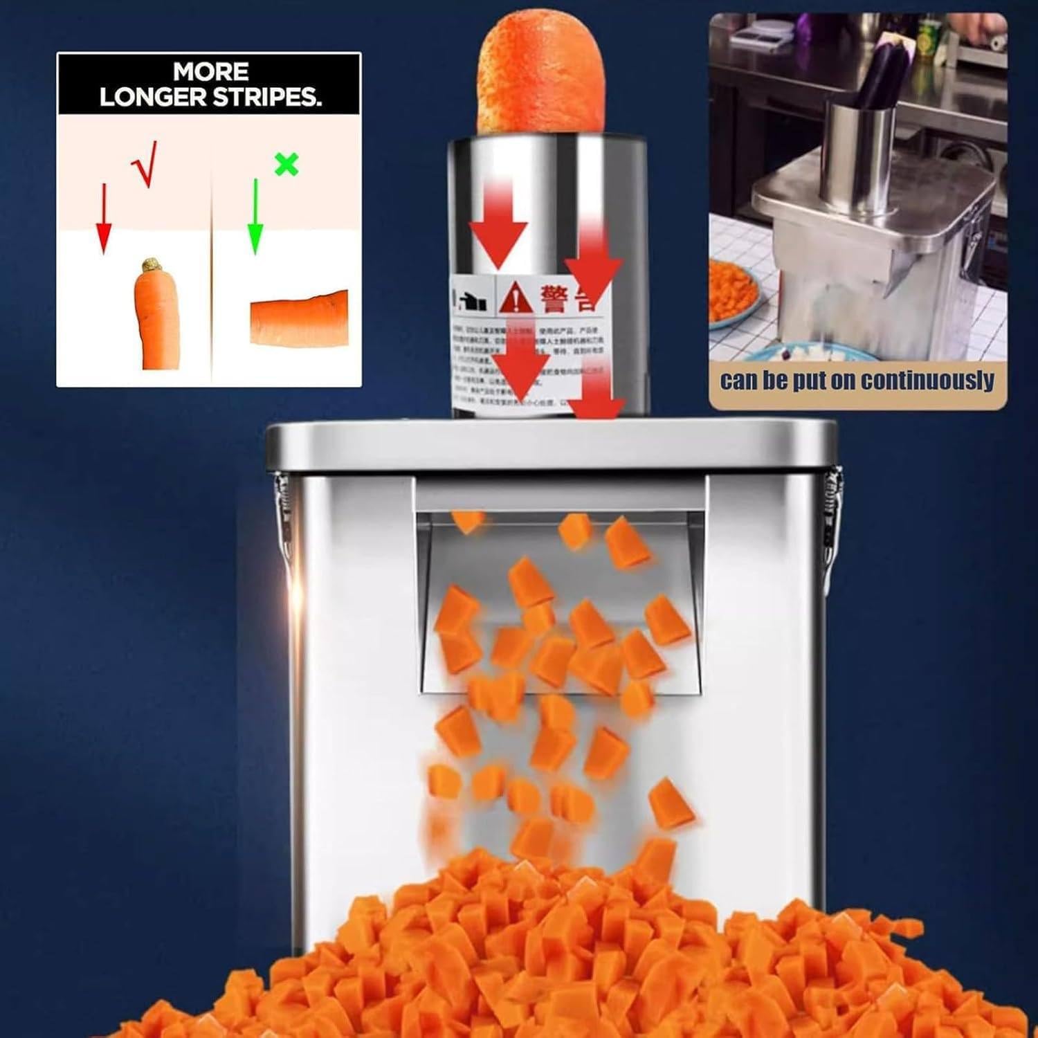 Obstwürfelschneider, Automatischer 250-W-Würfelschneider Mit 5 Arten Von Würfelmessernetzen + Schneidscheibe, Zwiebelschneider, Kartoffelschneider, Geeignet Für Alle Arten Von Obst Und Gemüse