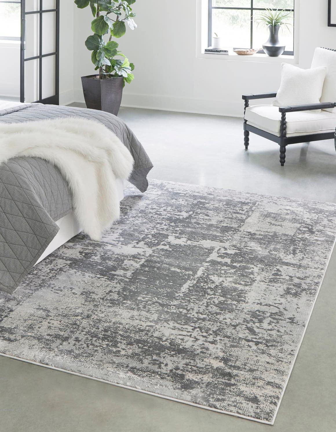 Rugs.com Finsbury Collection Rug – 4' x 6' Gray Medium Rug Perfect for Living Rooms, Large Dining Rooms, Open Floorplans