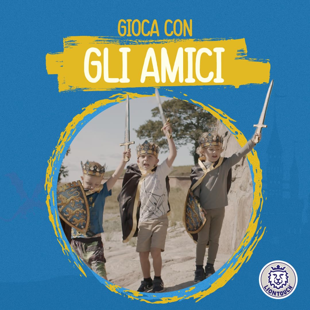 Liontouch - Scudo da Re dei Tre Leoni - da 3 + | Giocattolo in Gommapiuma a Tema Medievale, Ideale per Avventure Regali | Armi Sicure e Accessori per Battaglie, Giochi di Ruolo e Costumi per Bambini