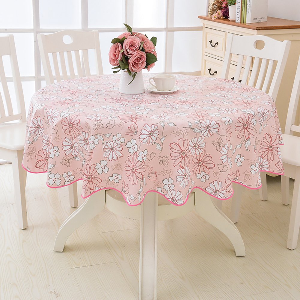 Nappe ronde en PVC rose clair 220cm imperméable à l'eau pour table