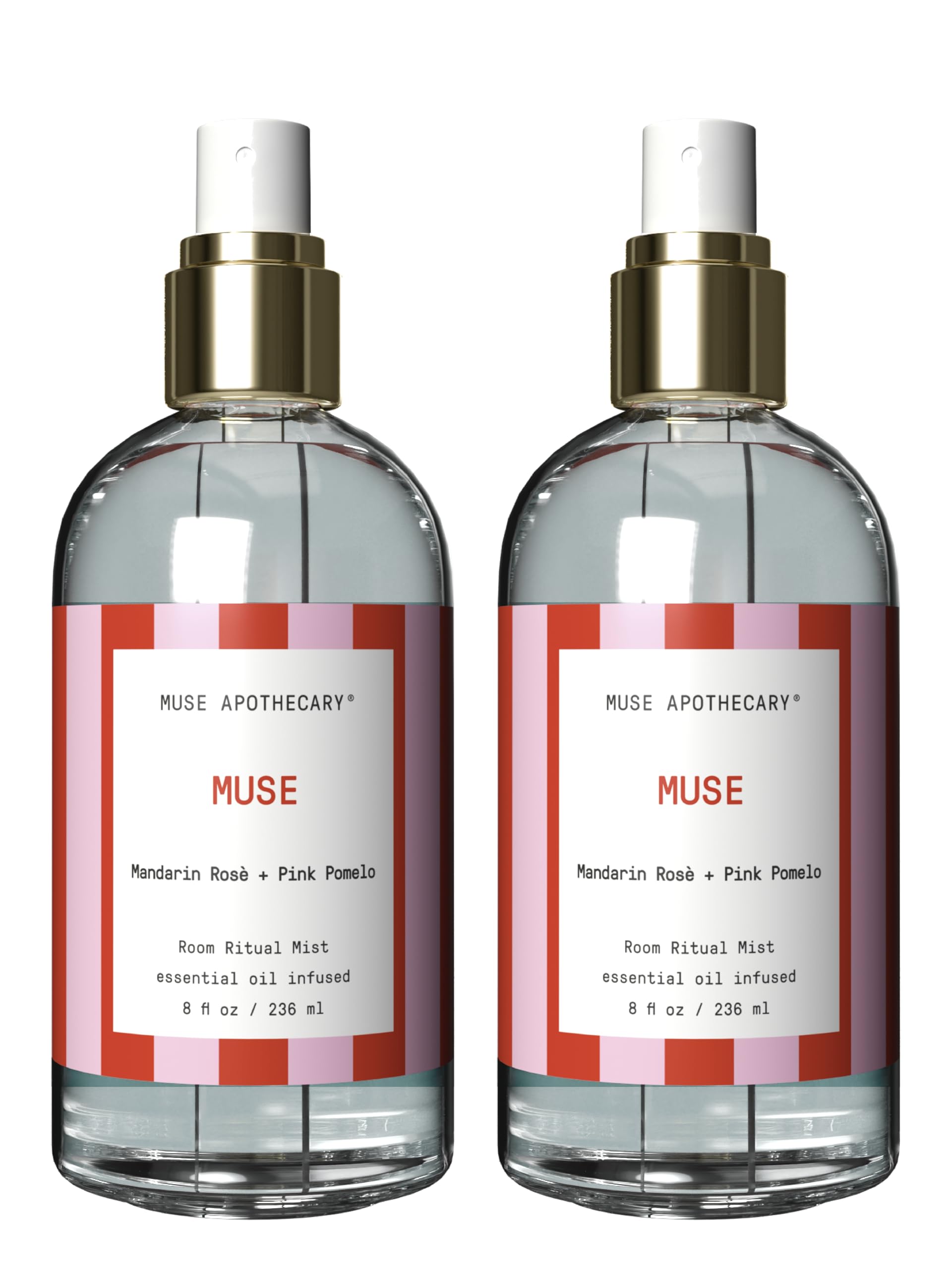 Muse ApothecaryRoom Ritual - Aromatic and Relaxing Room Mist, 8 oz, Infused with Natural Essential Oils - Great Valentine's Day Gift - Mandarin Rosè + Pink Pomelo, 2 Pack