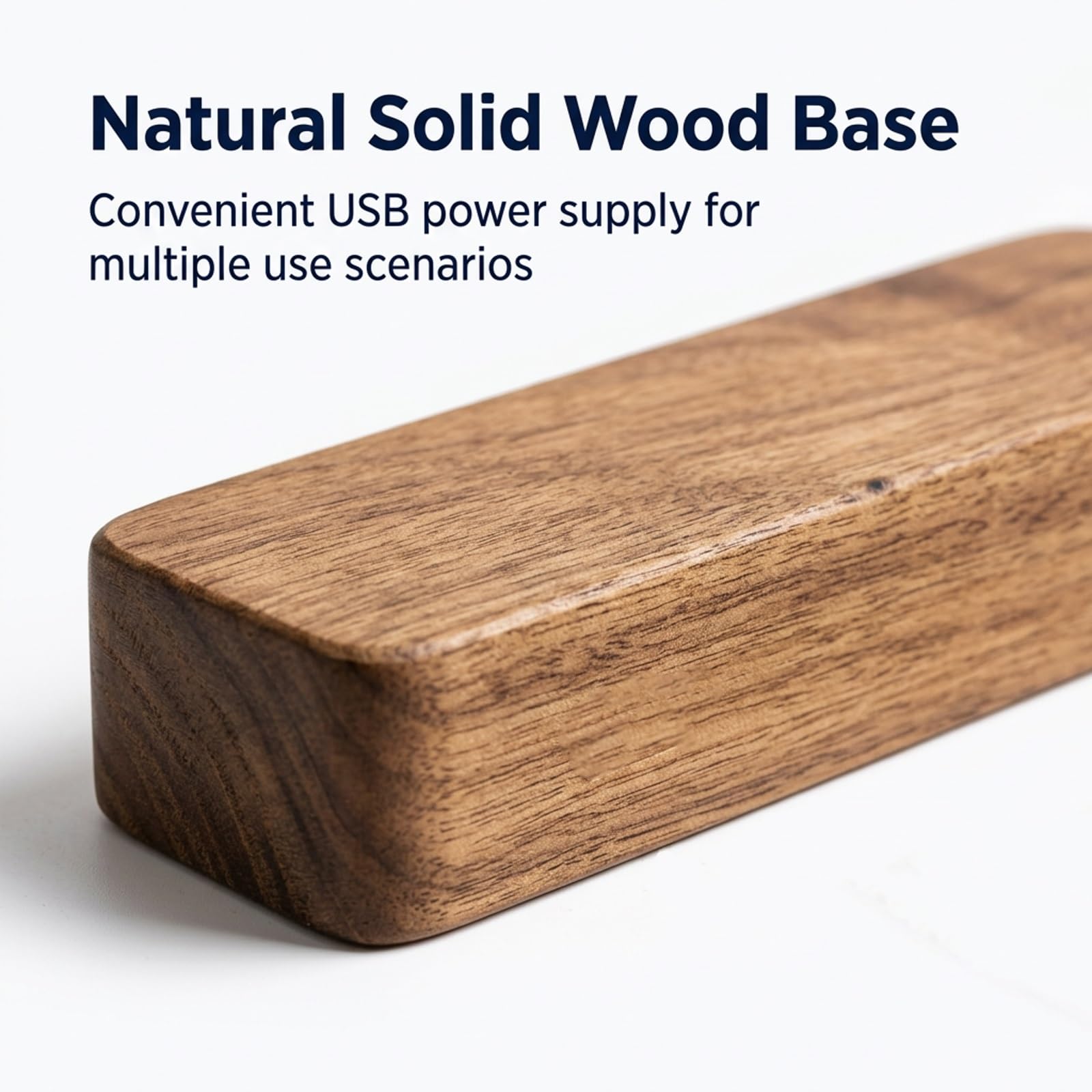 Lampada Mare in Resina con Base Legno, Luce Notturna LED USB Blu