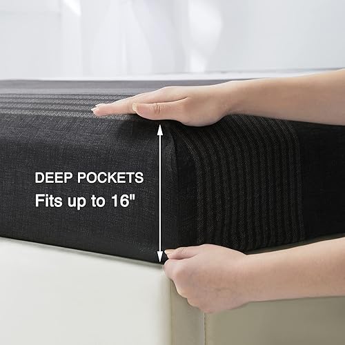 Miniatura 3 de 8HMOON Juego de sábanas a rayas de microfibra suave sin arrugas, 1 sábana bajera, 1 sábana encimera y 2 fundas de almohada, juego de ropa de cama de