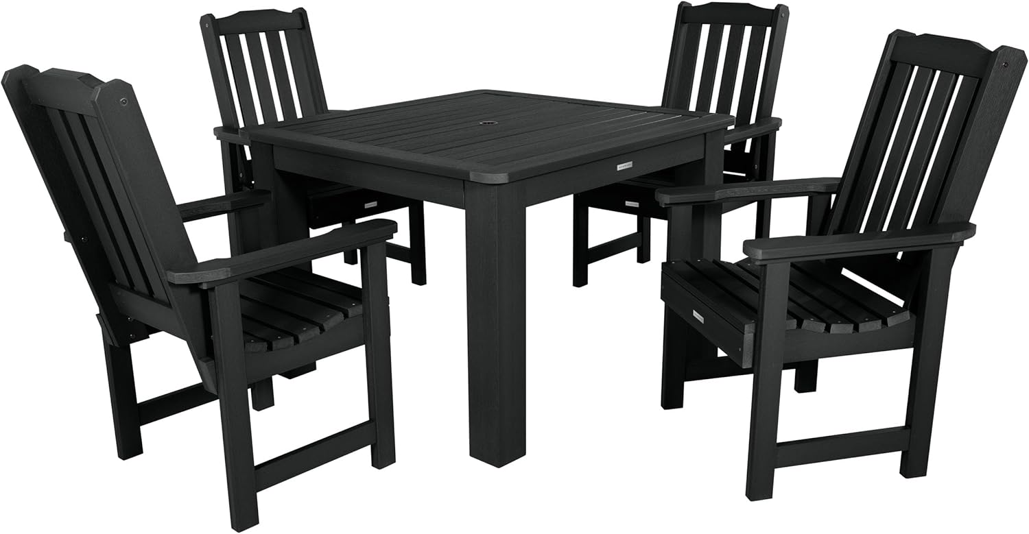 highwood Lehigh 5-Piece Square Dining Set, 42-Inch, Height, Black