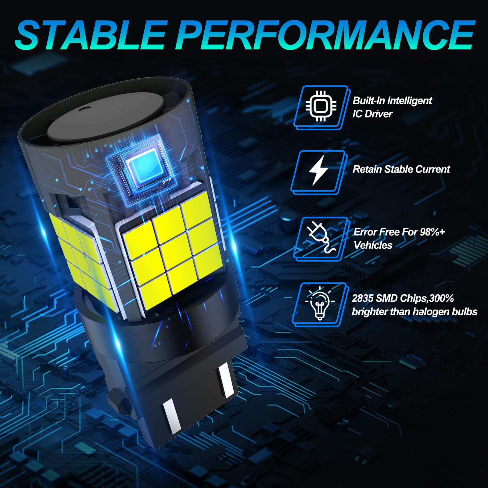 Sycreek Bombillas 3157 LED, Canbus Error-Free P27/7W Bombilla LED Extremadamente Brillante 4000LM 30W Reemplazo para Indicador de Freno Trasero Indicadores de Dirección Traseros,6500K Blanco