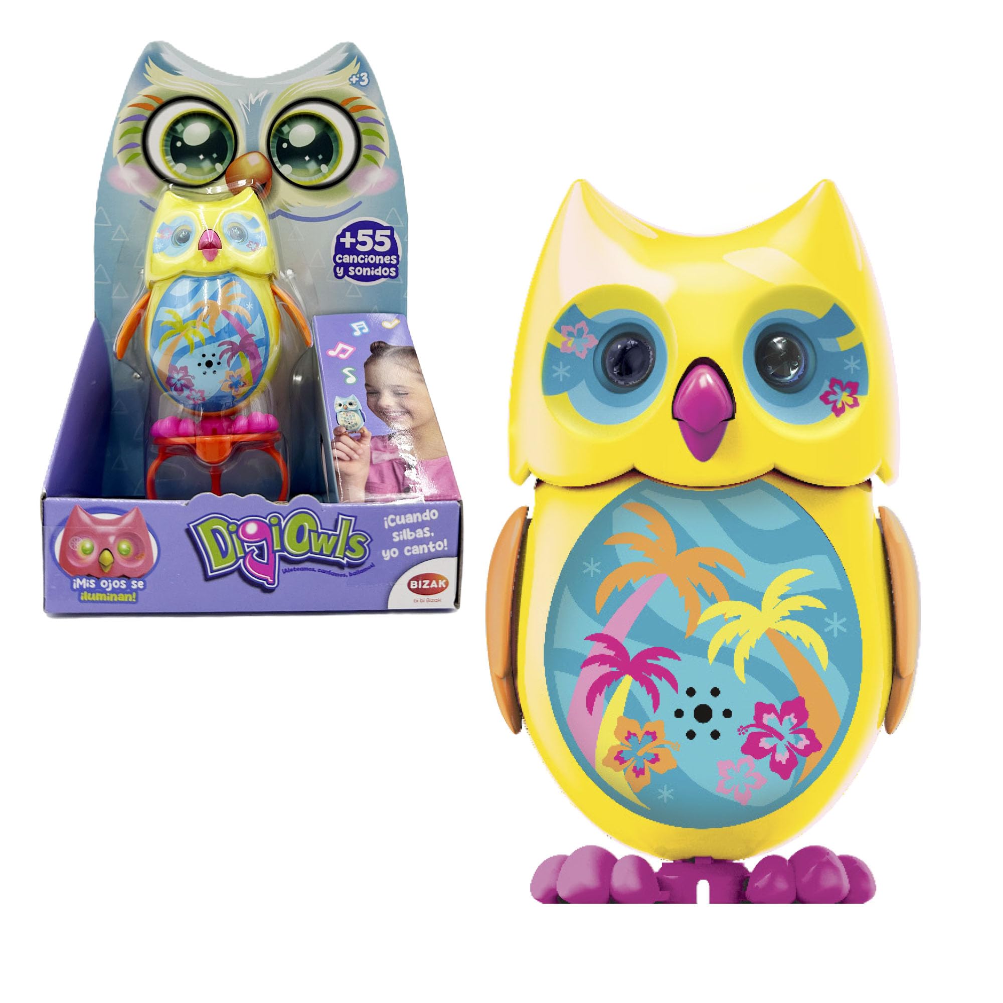 Bizak Mini Hoot Digiowl Gufo Interattivo Che Canta, Reagisce alla Voce, 6 Modelli Disponibili, Giocattolo per bambini, A partire da 3 anni, Multicolore, (62008285-4)