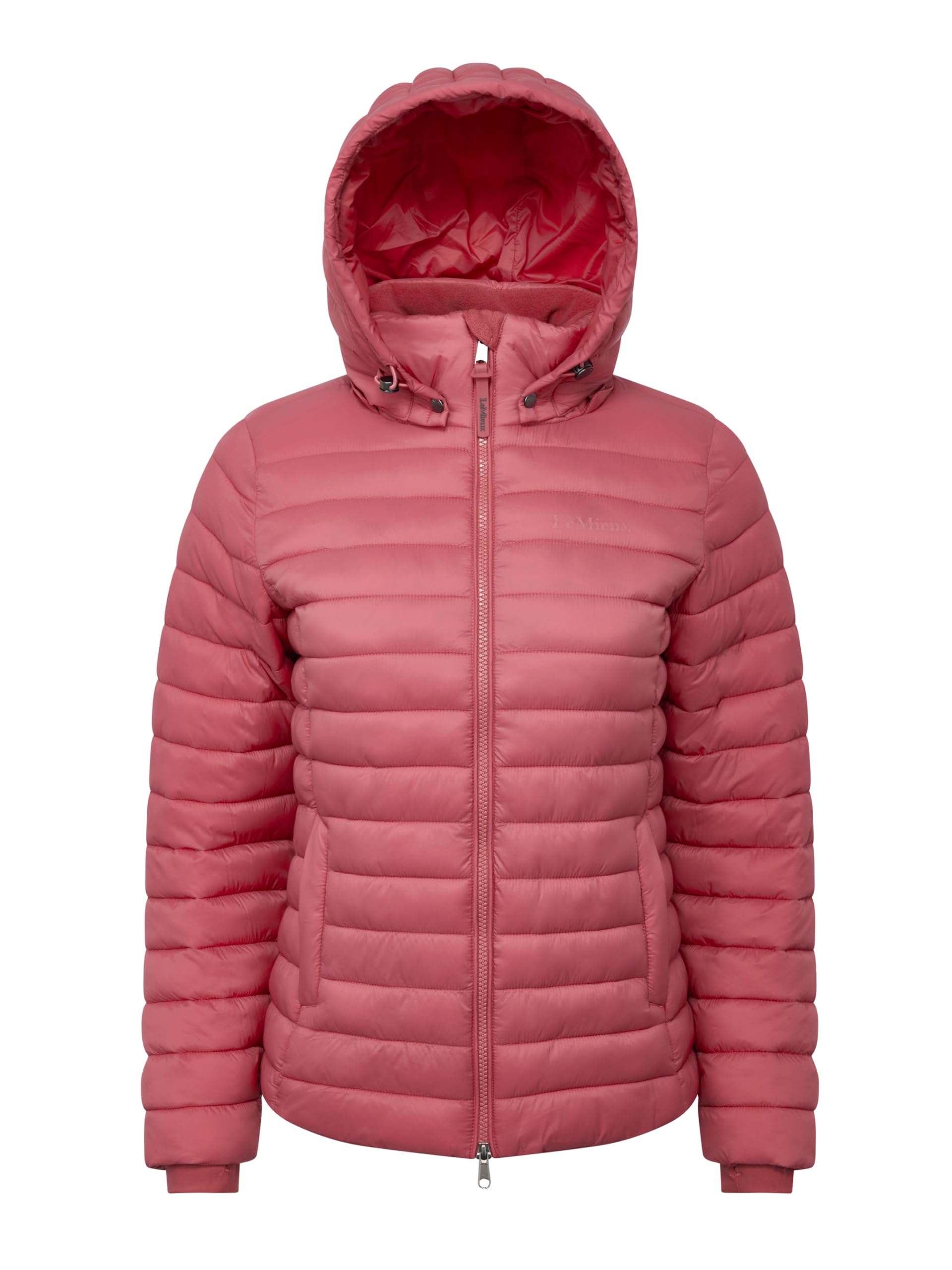 LeMieux Rose Hooded Puffer Jacket - Two Way Zip - Detachable Hood - Cranberry - UK12