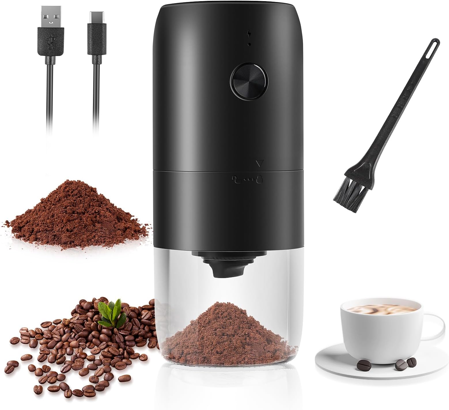 AuraliBrite Elektrische Kaffeemühle Mit 38 Mahlstufen - Perfekter Kaffee Für Zuhause & Unterwegs