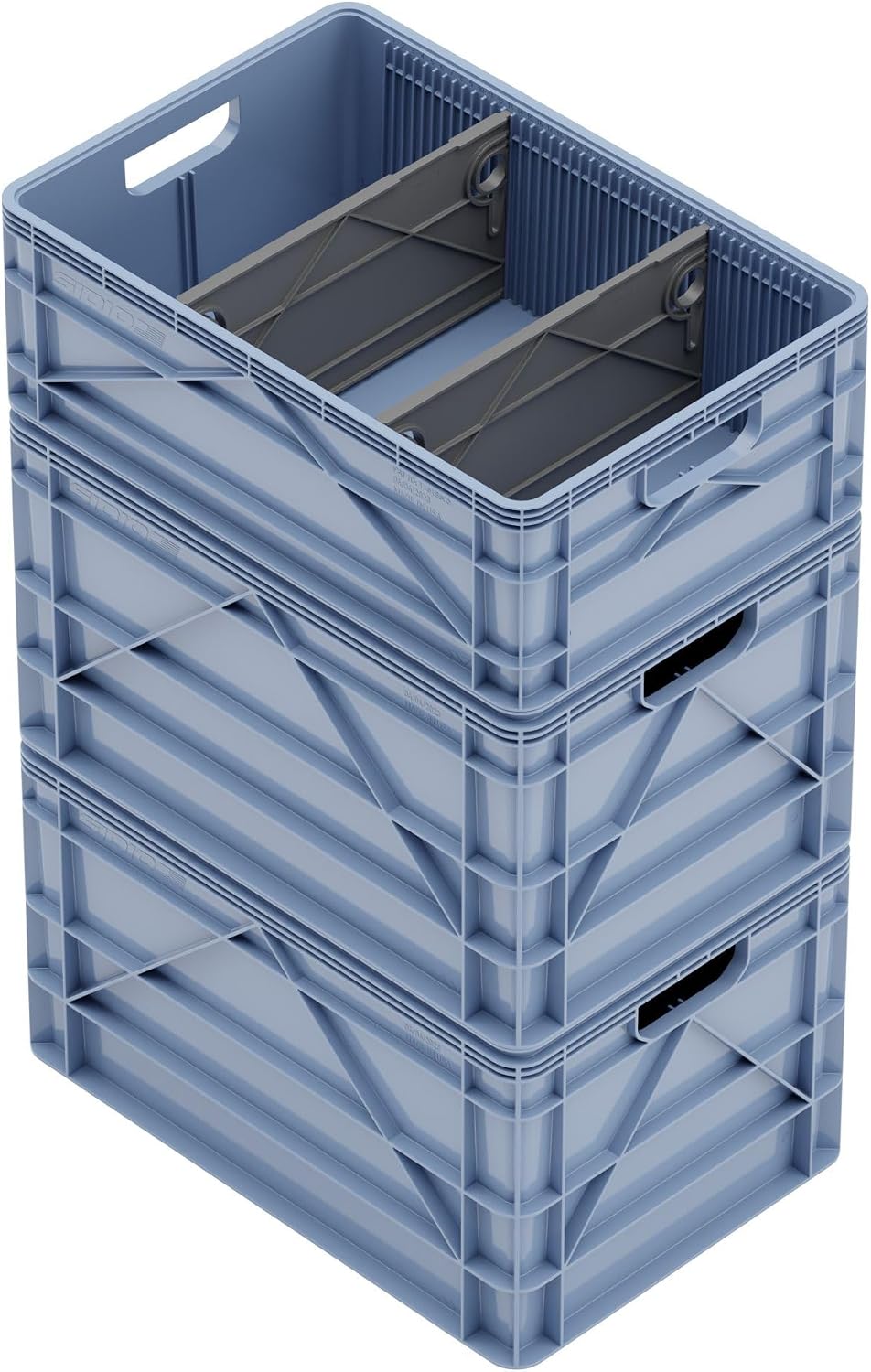 SIDIO Basic Pack, Heavy Duty Stackable Storage Bins, Navy Gray