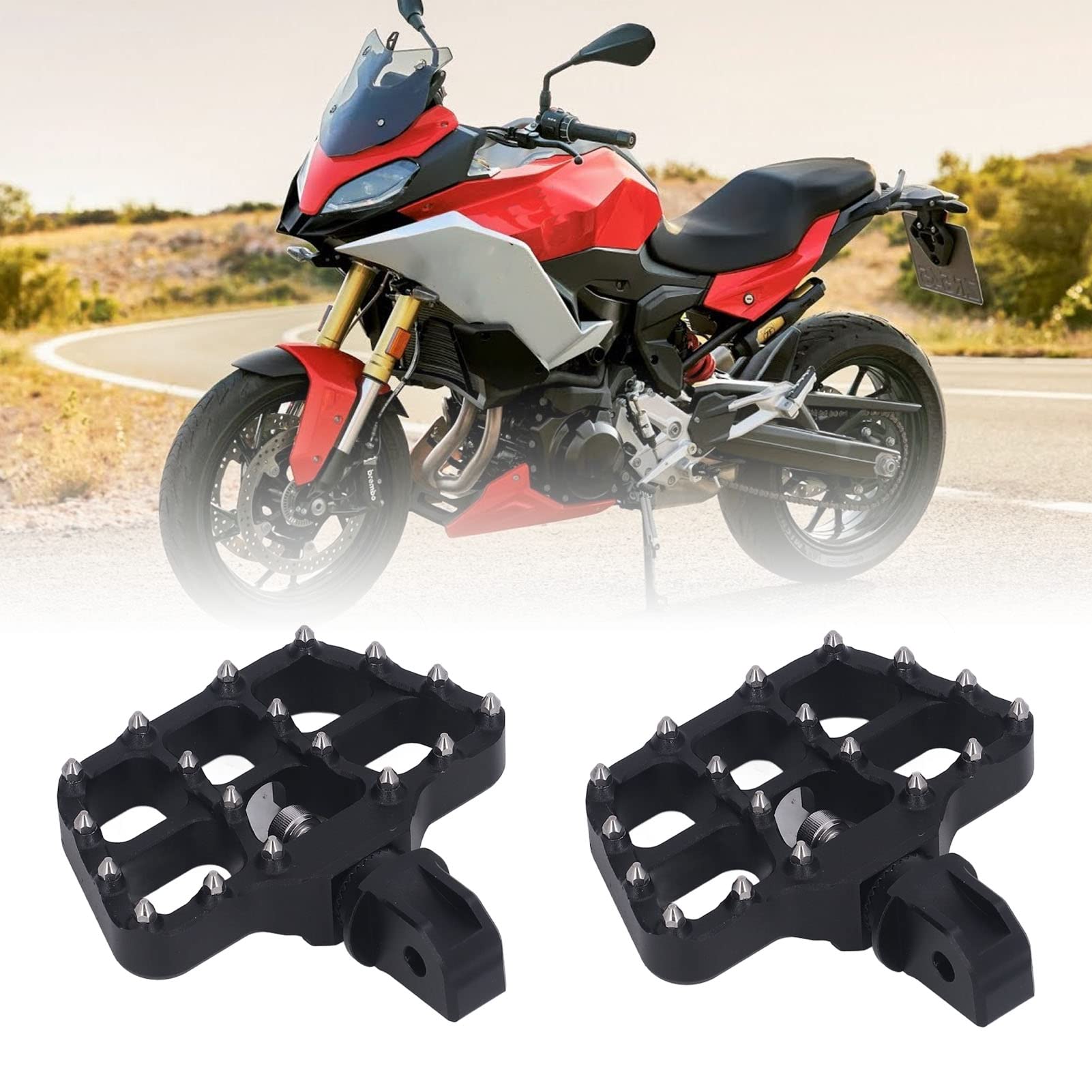 AMONIDA Pedane per Moto Pedane Posteriori Ad Alta Resistenza Anodizzate per F900R F900XR 2020-2022 Vestibilità Perfetta con Superficie Antiscivolo (SILVER)