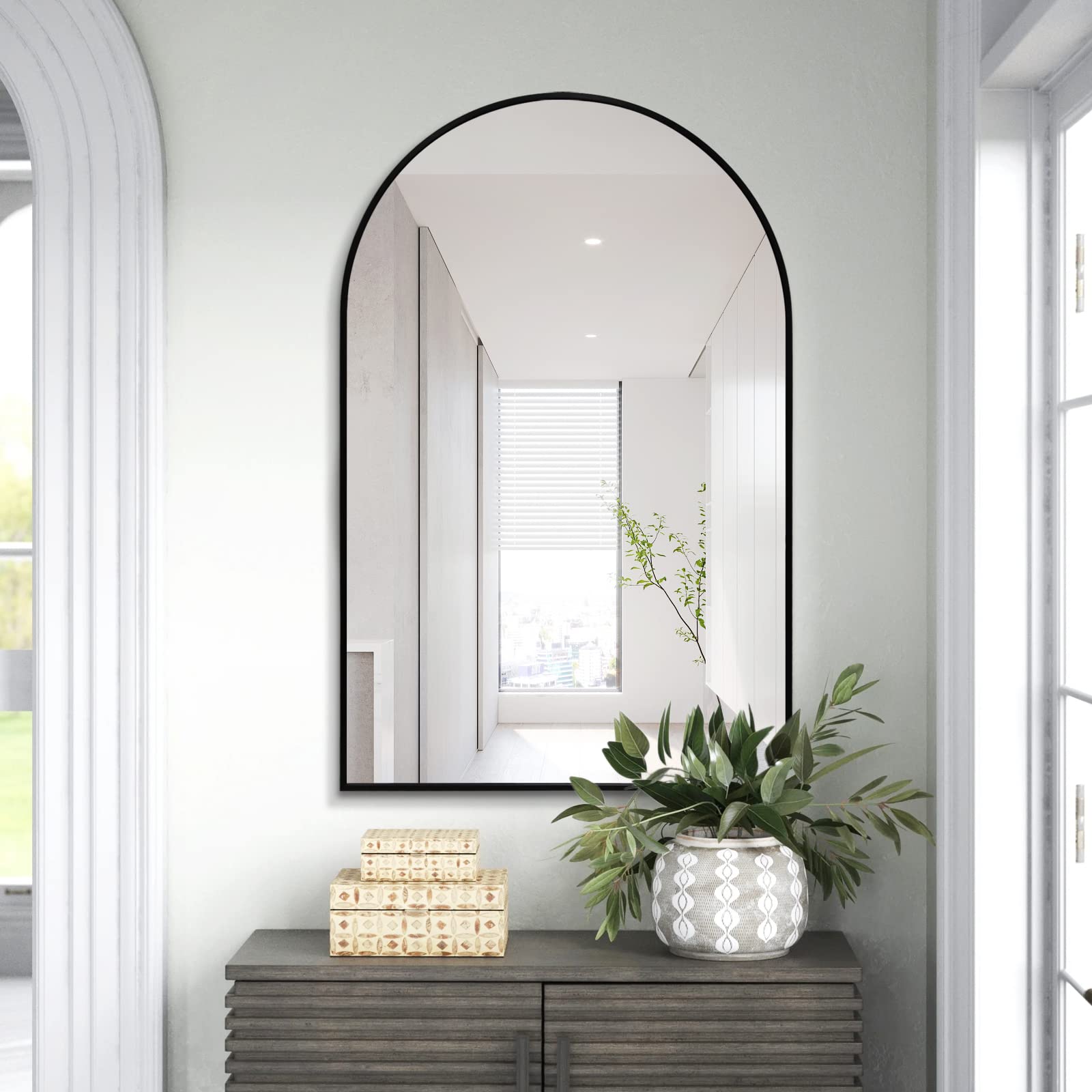 HLFMVWE Miroir arqué pour Le Mur, 30 x 40CM Miroir arqué pour la Salle de Bain, pour l'entrée du Salon, la vanité de la Chambre, Le Manteau des couloirs, la décoration de