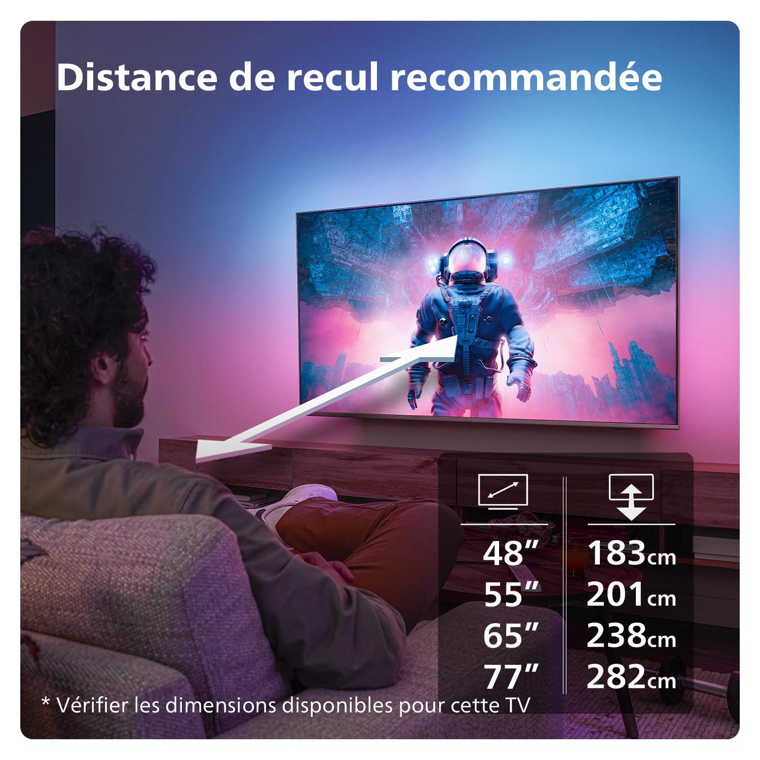 Philips Ambilight 55OLED759 Smart TV OLED 4K - Écran 55 Pouces, Plate-Forme P5 AI Perfect Picture Ultra HD, Titan OS, Dolby Vision et Son Dolby Atmos, Fonctionne avec Alexa et Google Assistant