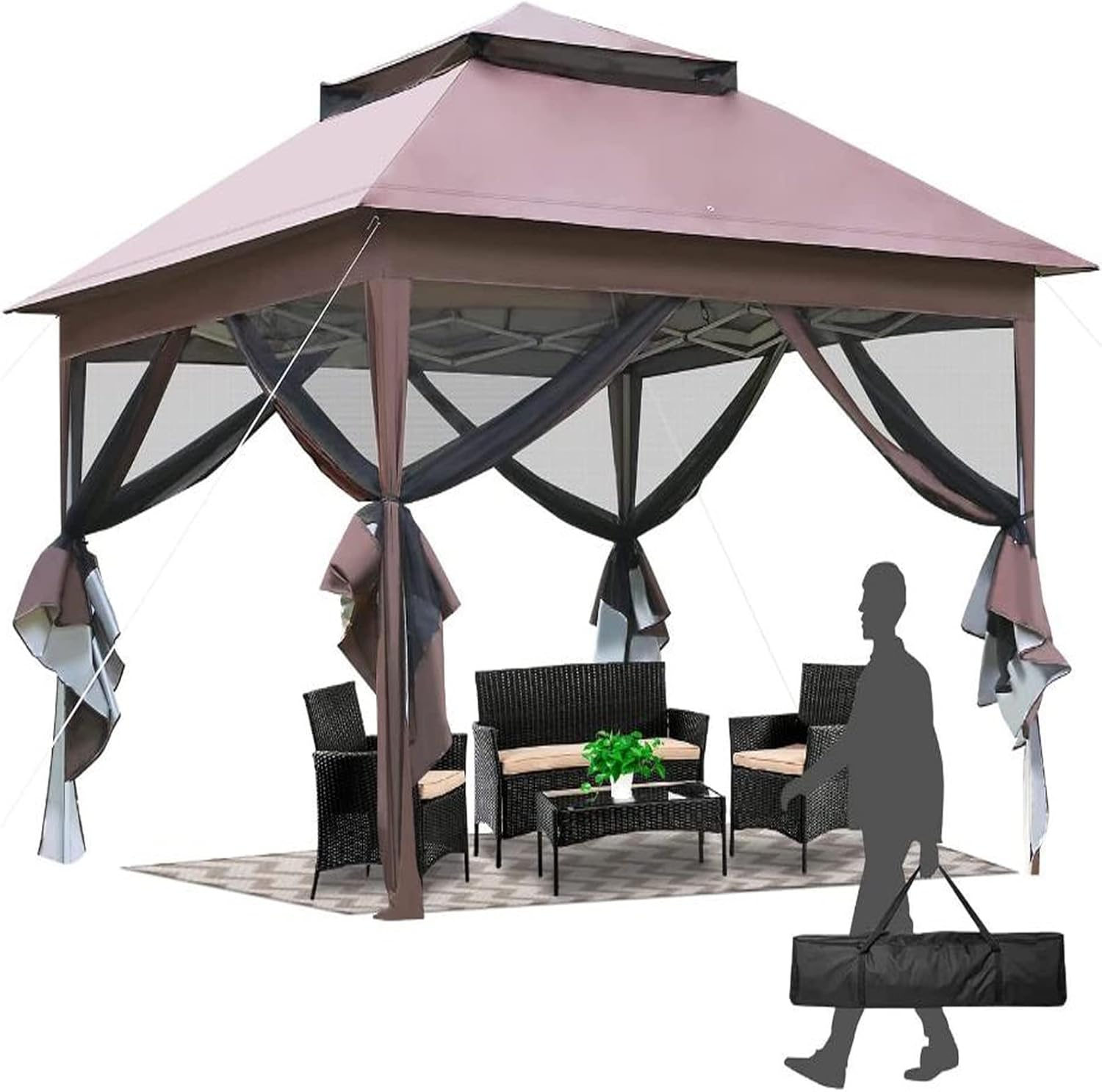 Gazebos for Patios,10' X 10'Gazebo Canopy Tent,Outdoor
