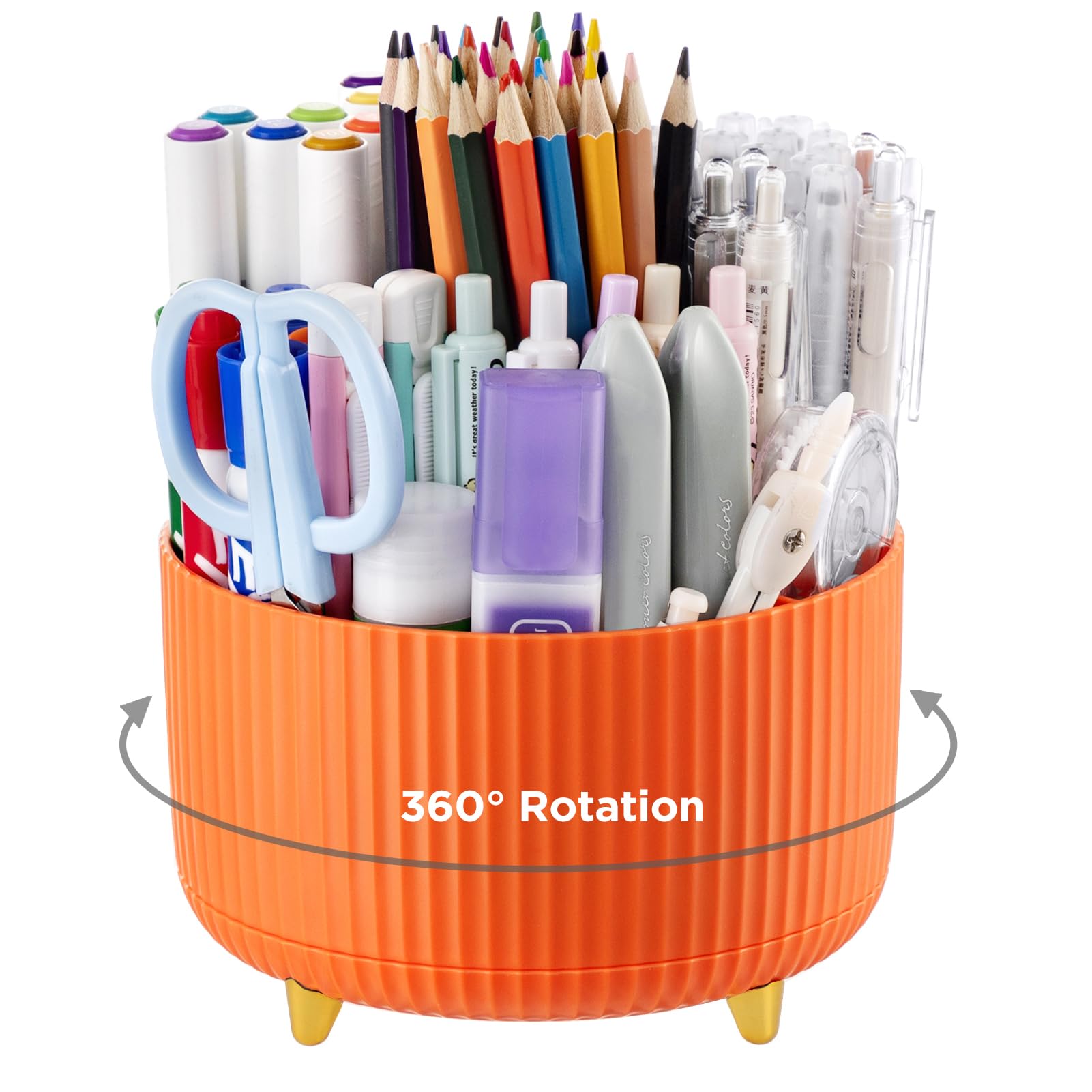 HBlife 360° Rotating Pen Holder - 5-Slot Desk Organizer For Pens, Makeup Brushes, Office Supplies (Blue) - View #7